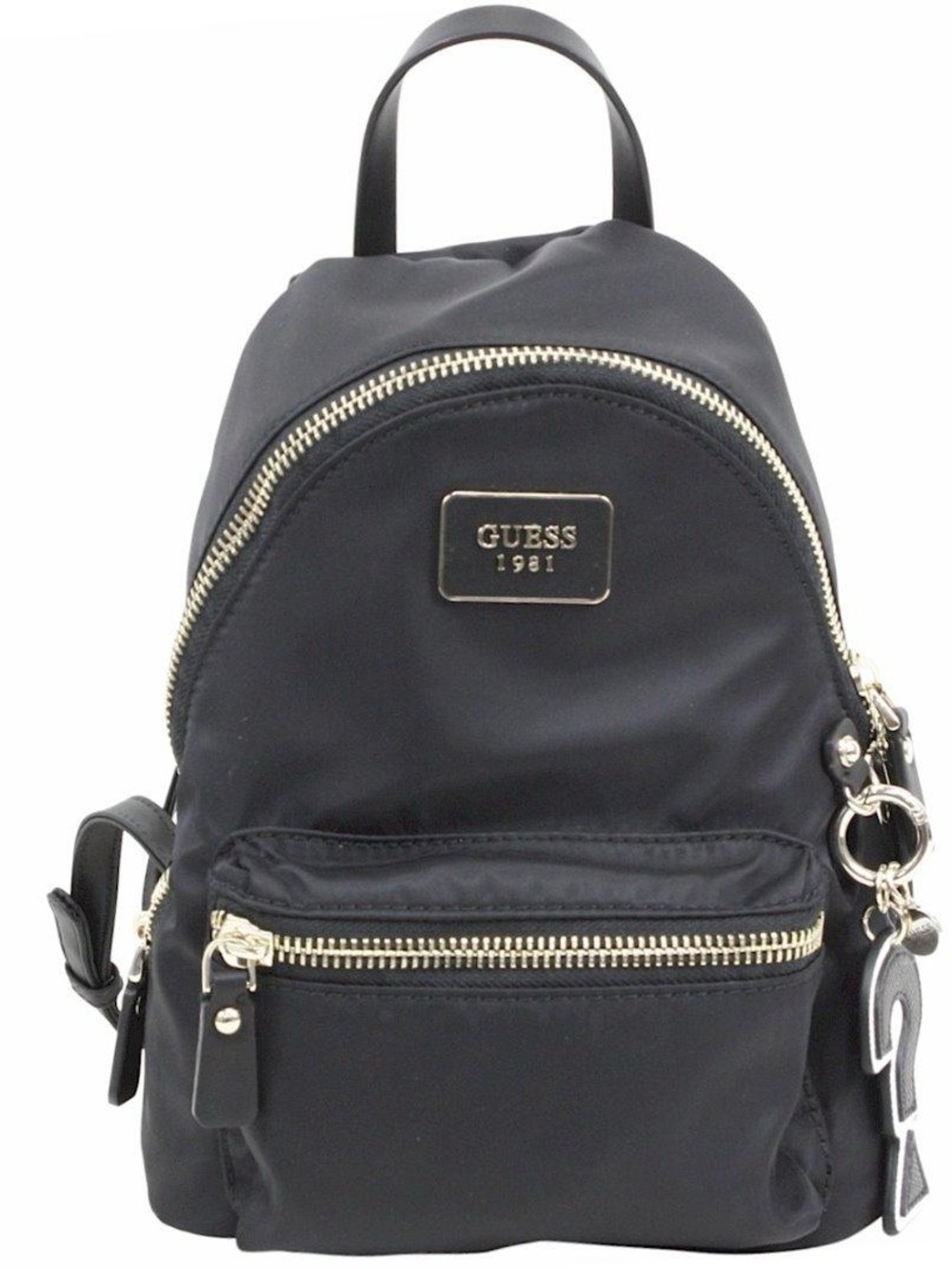 GUESS Black Mini Nylon Backpack with Gold Hardware